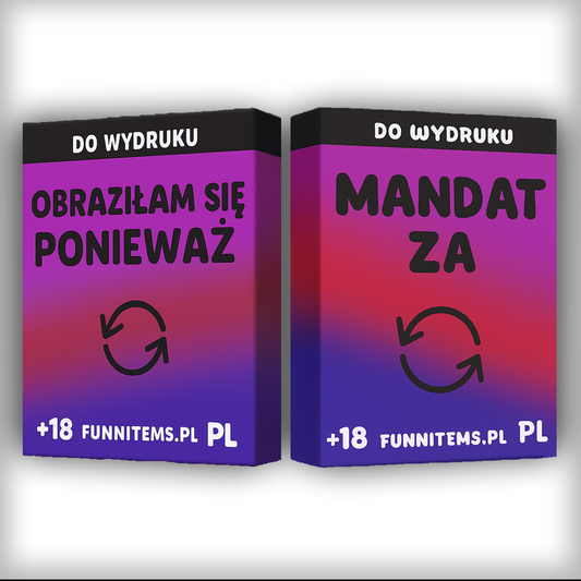 Zestaw Kart "Obraziłam Się Ponieważ" + "Mandat Za" (Do Wydruku)